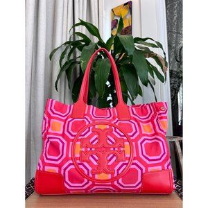 ♦️AUTHENTIC TORY BURCH PINK AND ORANGE OCTOGAN ELLA BOMBE TOTE